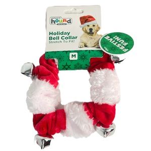Outward Hound Christmas Jingle Bell Collar, White, Red, Silver, Medium